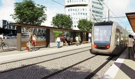 Designkoncept av framtidens spårvagn