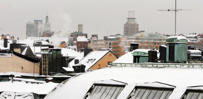 Snu00f6tu00e4ckta tak i Stockholms innerstad. Bildku00e4lla: Fastighetsu00e4garna