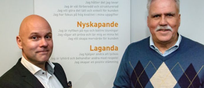 Bildtext: Lars Arberg VD Melbye Skandinavia (tv) och Torbjörn Persson VD TLP Spårteknik AB (th)
