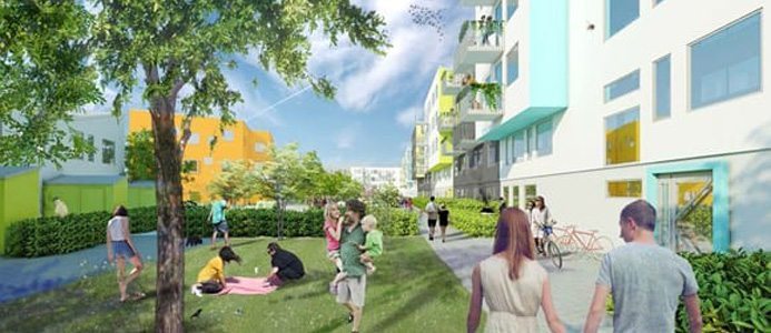 Kvarteret Gjuteriet. Illustration: Chroma Arkitekter