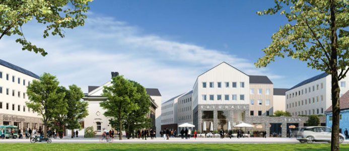 Wingårdh arkitektkontor har ritat ett förslag till en stadsdel som utgår från stadens stråk och gator. Arkitekt: Wingårdh arkitektkontor Bildkälla: Riksbyggen