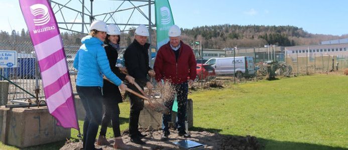 Från vänster: Ulrika Frick, kommunalråd Mölndals stad, Cecilia Fasth, vd Region Väst i Castellum, Tony Magnusson, vd Atab Automationsteknik och Erling Wessberg, vd Soft Design RTS. Bild: Castellum
