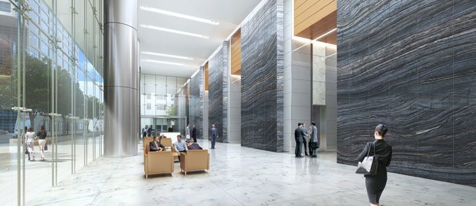 Illustration över lobbyn. Bild: Skanska