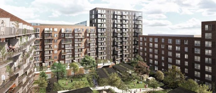Bostadsprojektet Ö-huset i Danmark. Bild: Skanska