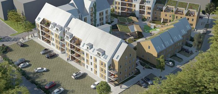 NCC bygger lägenheter och stadsradhus i Jönköping. Arkitektskiss av Kv Orgeln. Arkitekt: Kanozi Arkitekter.