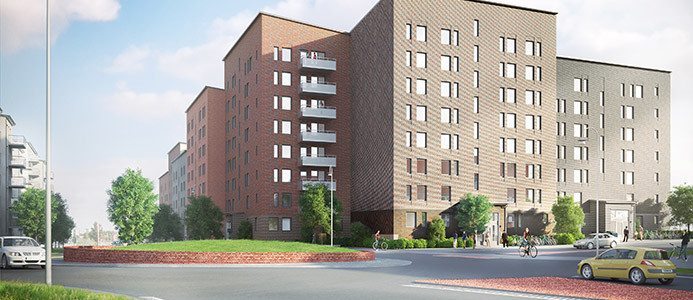 Nya hyresrätter i Täby av JM. Illustration: Sweco