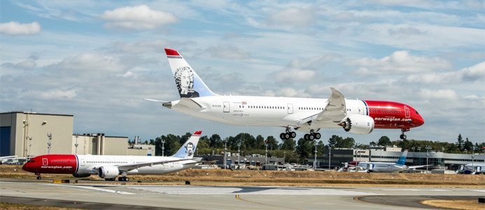 Tre Norwegian 787 Dreamliner på Boeingfabriken i Seattle