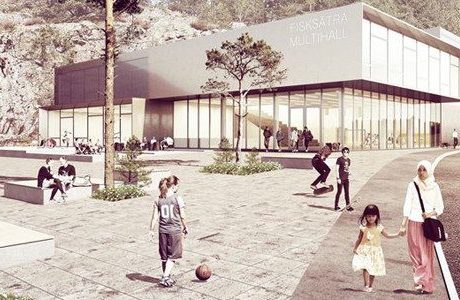 Multihall och nya bostäder i Fisksätra hamn