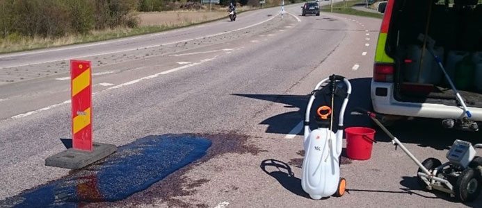 Friktionsmätning på en våt snabellagning
