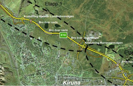 Ny E10 på väg i nya Kiruna