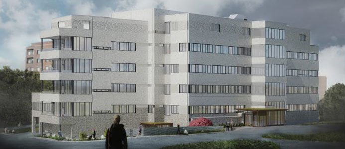 Illustration av ny sjukhusbyggnad Karlskrona