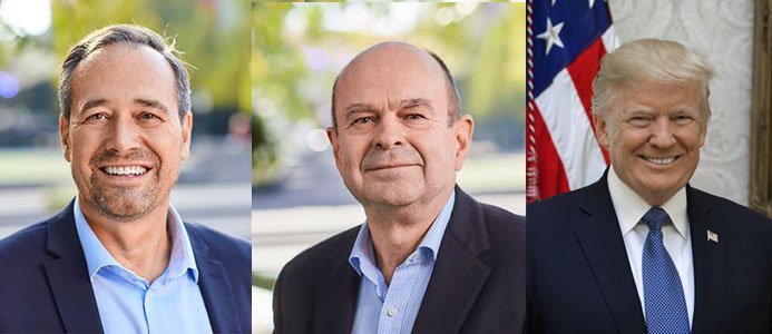Mathias Ternell, handelspolitisk direktör, och Bo-Erik Pers, vd för Jernkontoret och Dondal Trump, USA:s 45:e president.