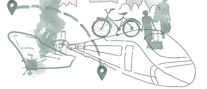 Illustration av Europas transportmedel
