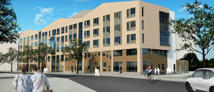 Illustration över fastighet i Malmö av Skanska