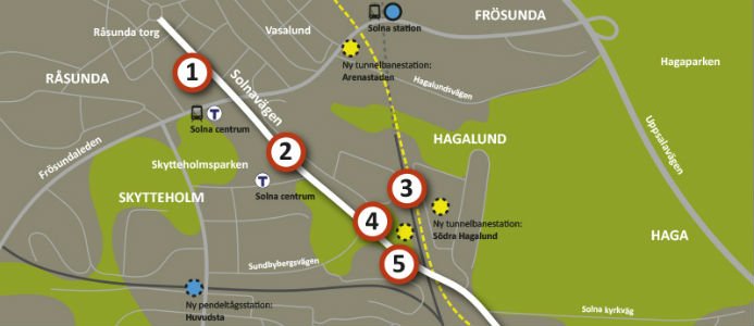 Utveckling av Solnavägen. Illustration: Solna stad.