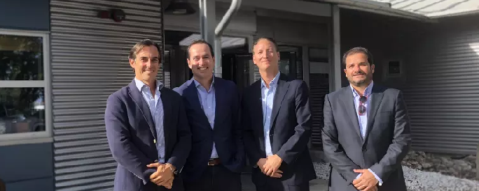 Rafael Alonso, Internationell regionchef CYES, Antonio Daban, VD CYES Sverige, Örjan Larsson, styrelseordförande Gävle Hamn, Julio De la Cruz, projektchef CYES Sverige