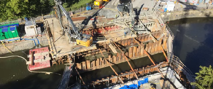 Den pågående rekonstruktionen av Vasabron över Vallgraven i centrala Göteborg. Bild: Trafikkontoret Göteborgs Stad