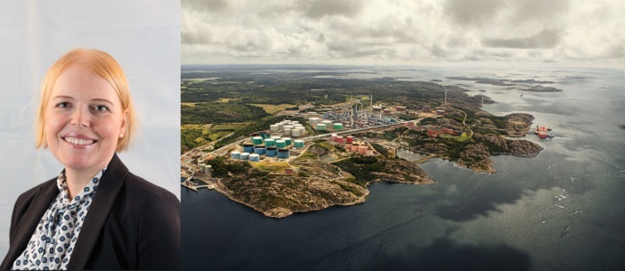 Bild på Preemraff Lysekil samt Lina Stolpe. Foto: Preem