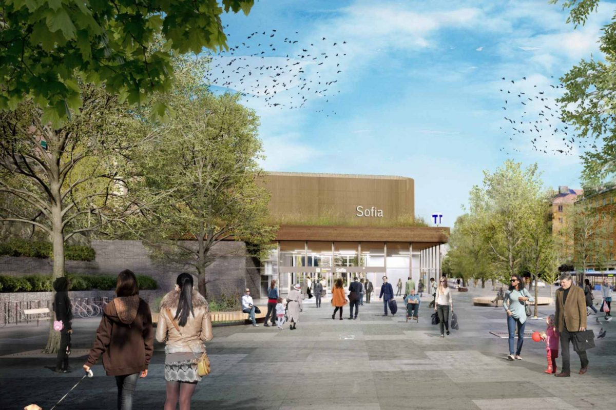 Den nya stationen Sofia byggs under Stigbergsparken på Södermalm. Bild: Region Stockholm/Sweco