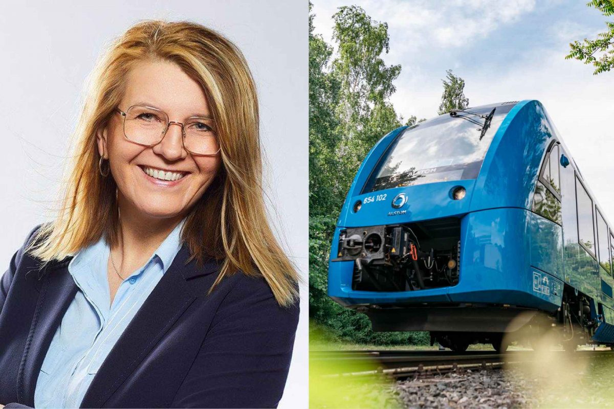 Maria Signal Martebo är ny vd för Alstom Sverige. Foto till höger: Alstom / Rene Frampe