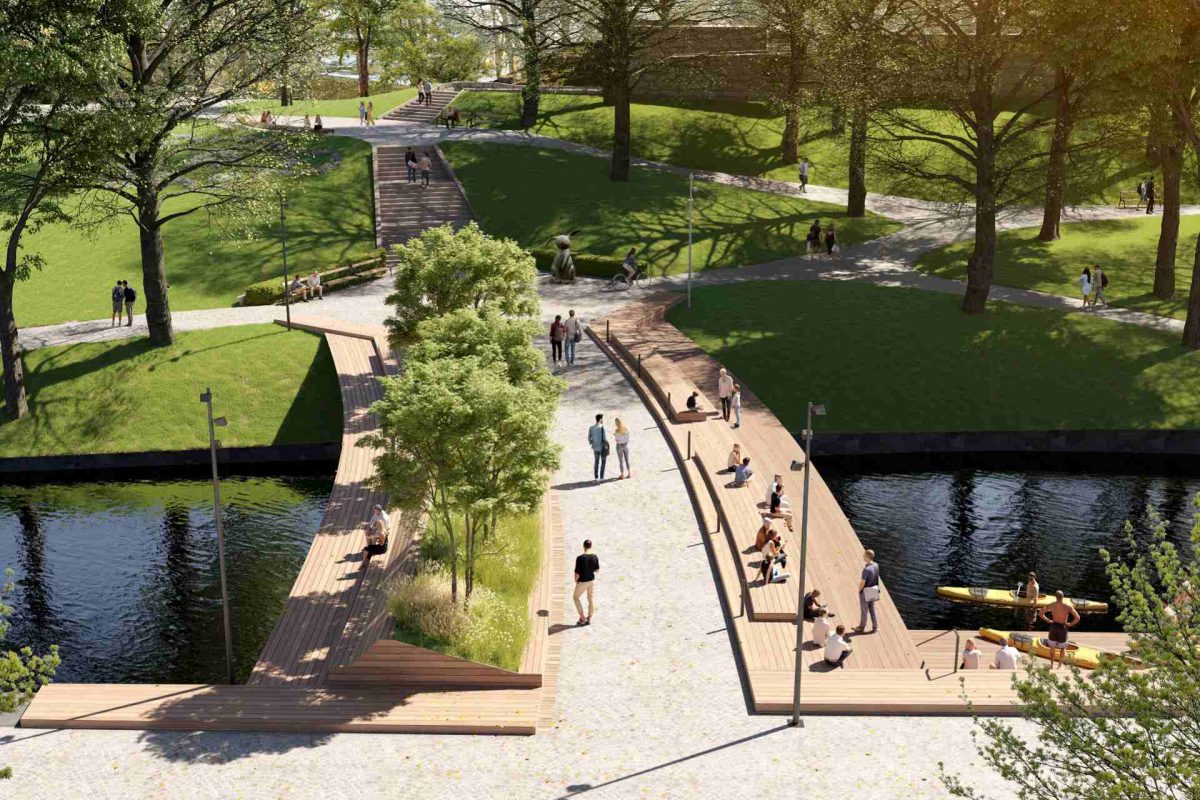 Hallbergsbron, Mittpunkten Borås. Tävlingsförslag från Nyréns Arkitektkontor.