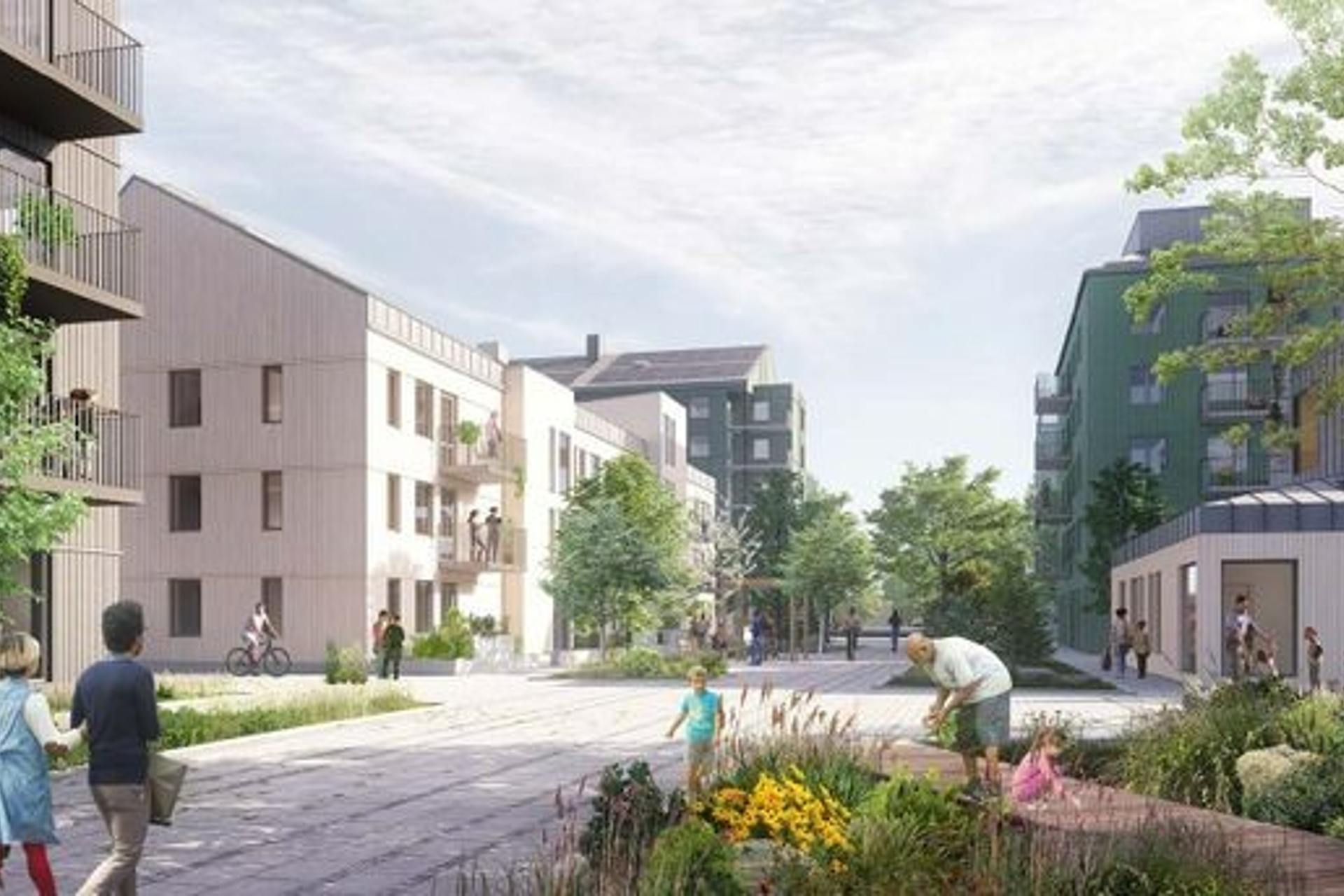 Tamarindens gatumiljö utformas för att det ska bli attraktivt att gå, cykla och resa kollektivt. Illustration: White