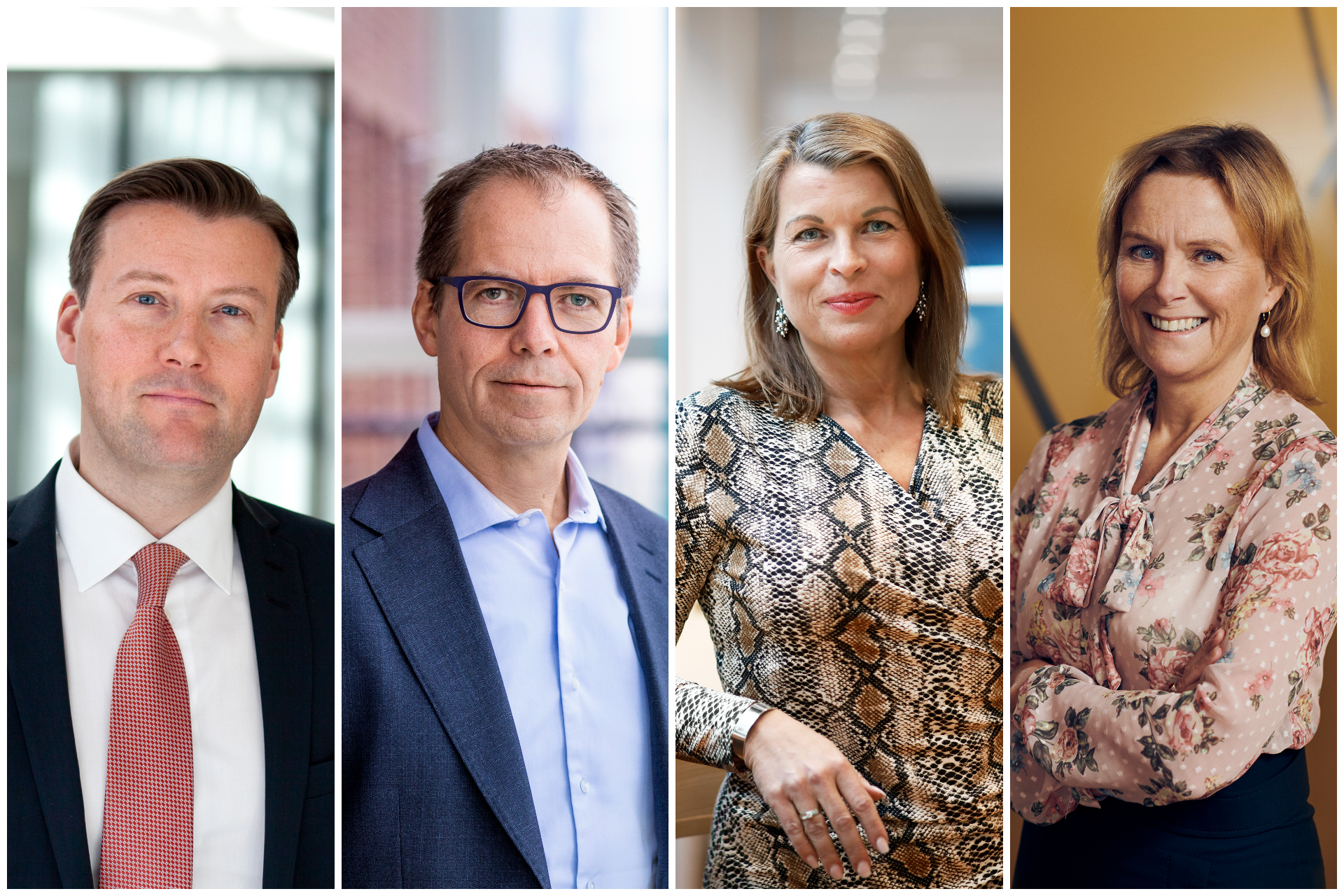 Johan Lindehag, vd Ellevio, Martin Höhler, vd E.ON Energidistribution, Annika Viklund, vd Vattenfall Eldistribution och Lotta Medelius-Bredhe, Generaldirektör Svenska Kraftnät. Fotograf för respektive foto hittas nedan.