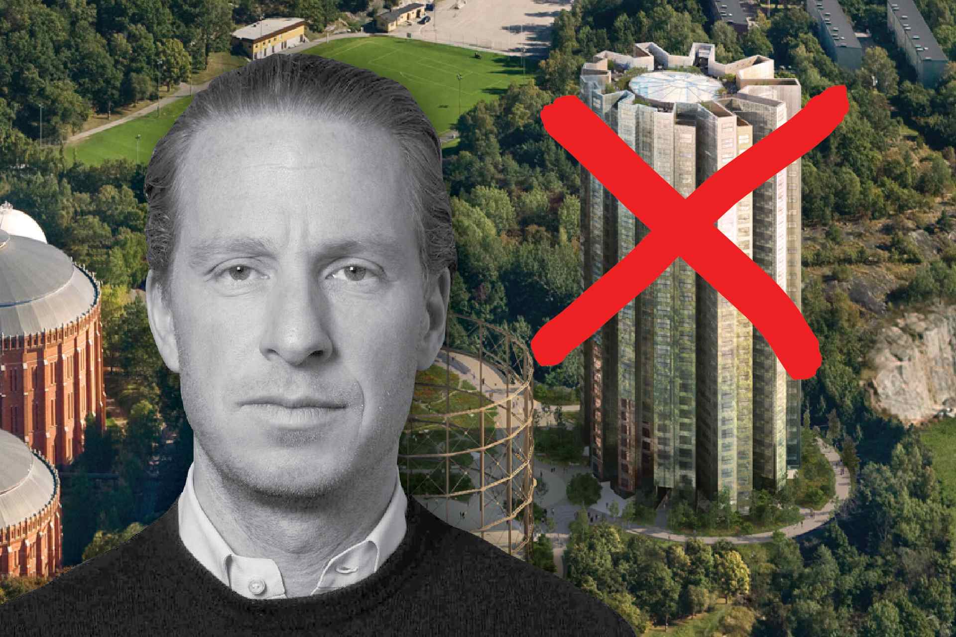 Oscar Engelbert och hans Oscar Properties får inget skadestånd för Gasklockan. Bildkälla: Oscar Properties/Herzhog & de Meuron.