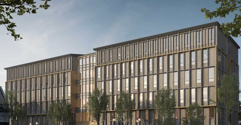 Trappor av spillmaterial pryder Skatteverkets nya kontor Logo