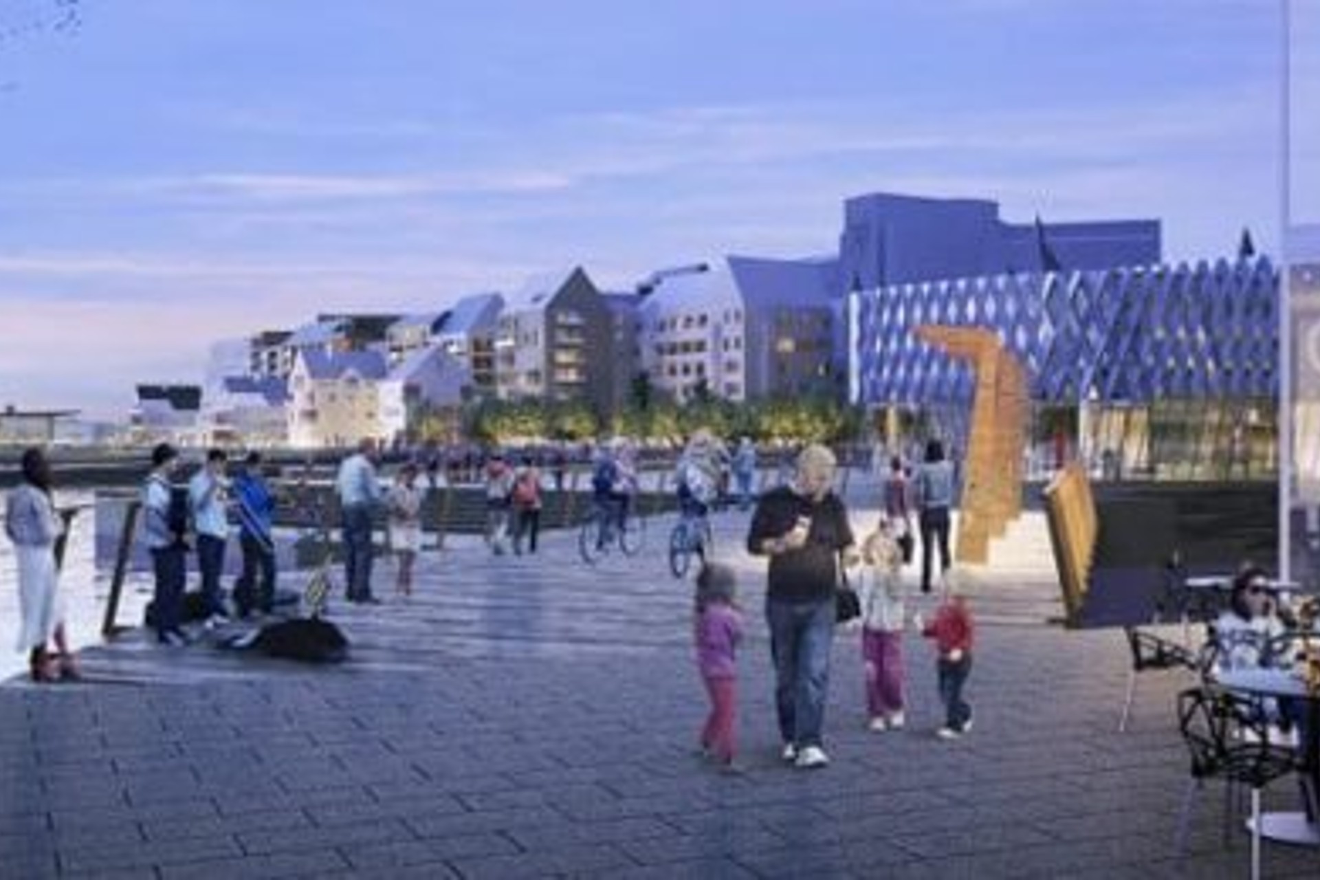 Visionsbild Skeppsbron. Bildkälla: Kanozi Arkitekter.