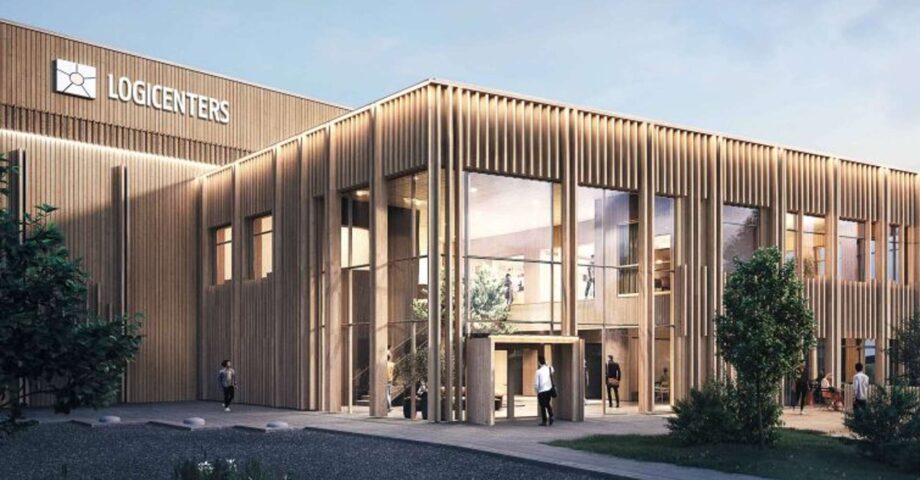 Halverat CO2-avtryck i bygget av Logicenters första trälager Logo