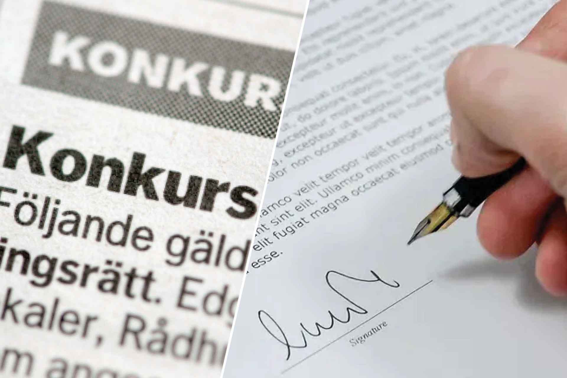 Konkurs hävd efter falsk signatur