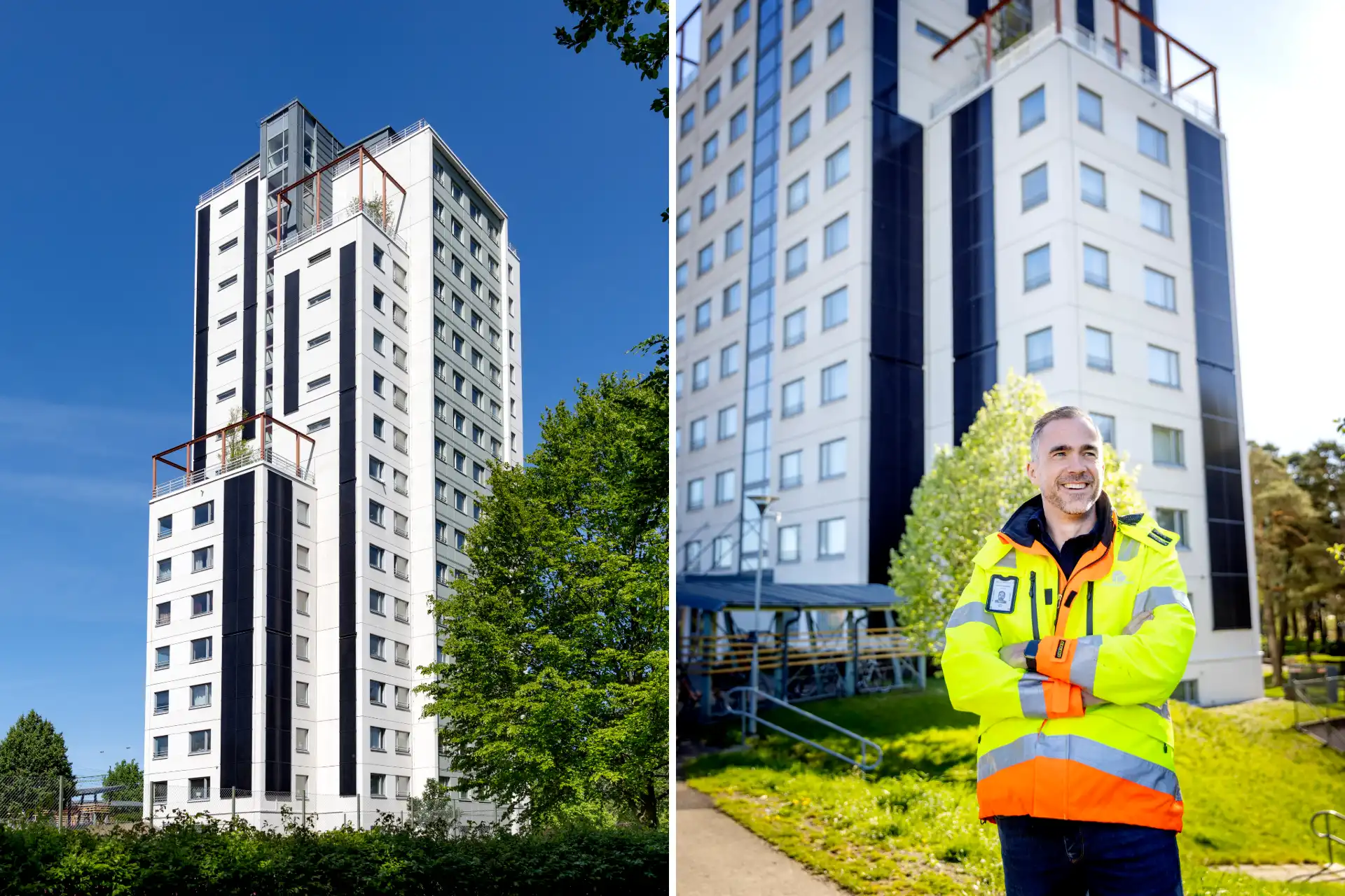 Solpaneler helt uppåt väggarna