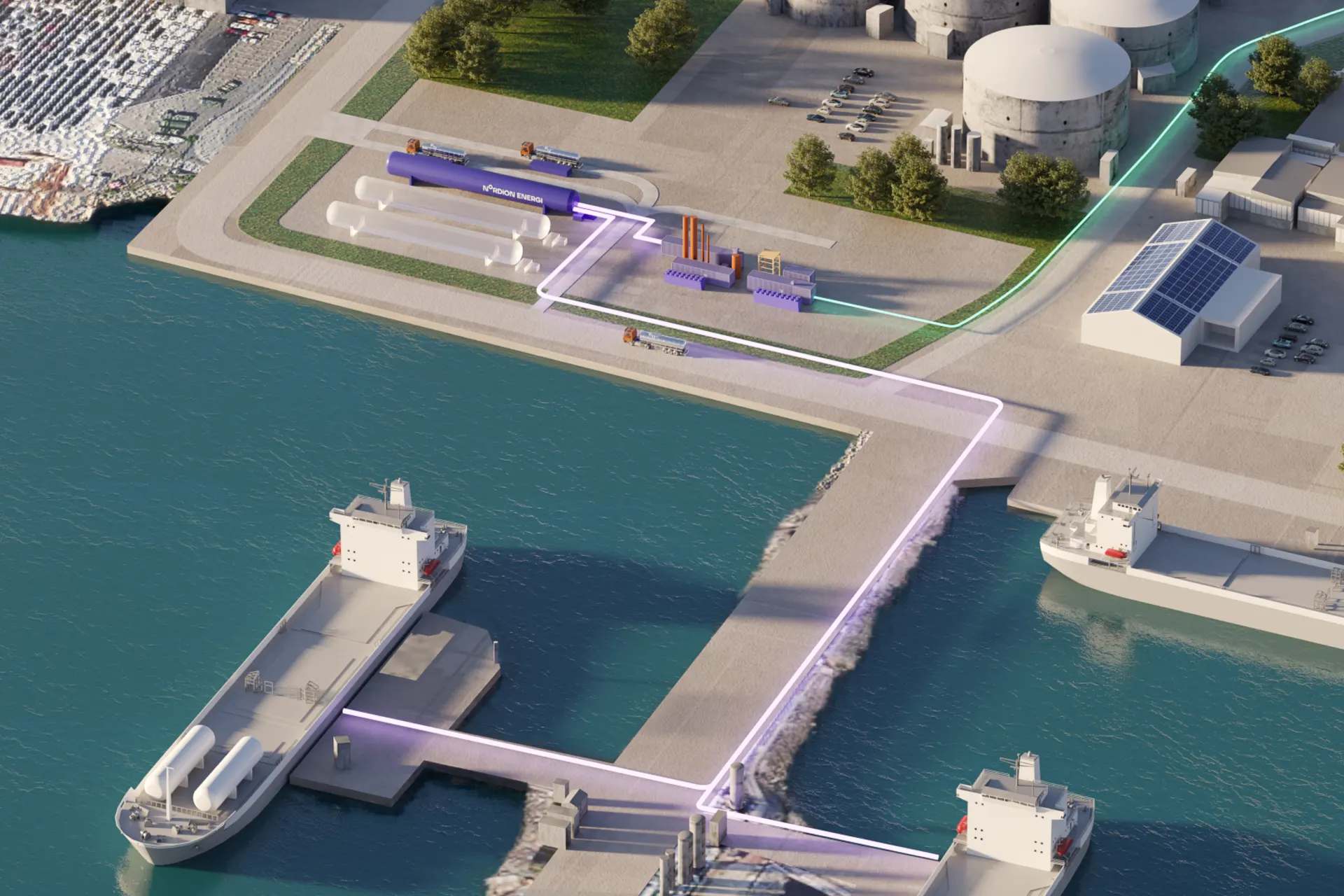 Anläggningen kommer att kunna producera 50 ton flytande biogas per dag. Pressbild: Nordion