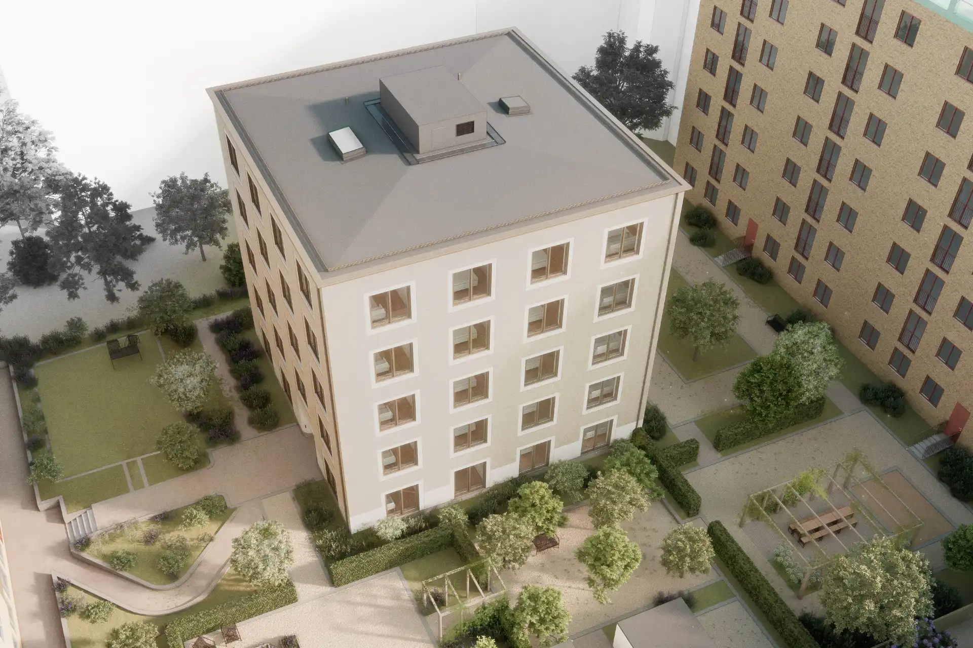 De bygger nya lägenheter på innergård i Stockholm